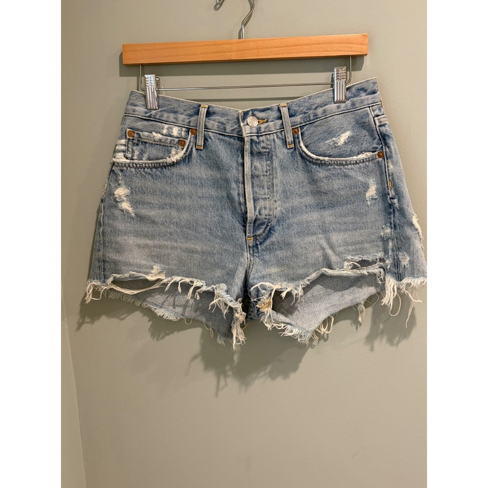 AGOLDE Parker Vintage Cut Off Shorts Light Wash Distressed Denim 26 A026-811